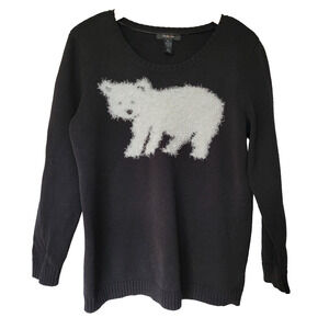 Black Sweater Polar Bear Sz XL Holidays Winter Ski Chalet Cozy Novelty Style&Co